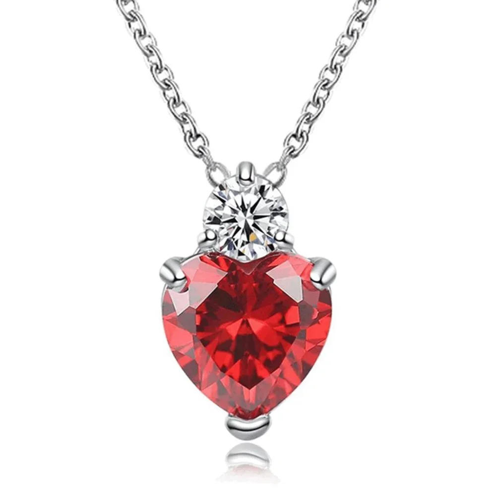 💎 Heart Drop Necklace Pendant Earrings 925 Sterling Silver Set - Picture 2 of 3